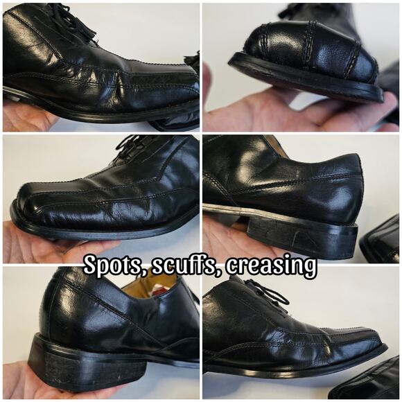 Black Leather Square Toe Oxford Giorgio Brutini Size 11.5 Dress Shoe Tassels - Picture 8 of 13